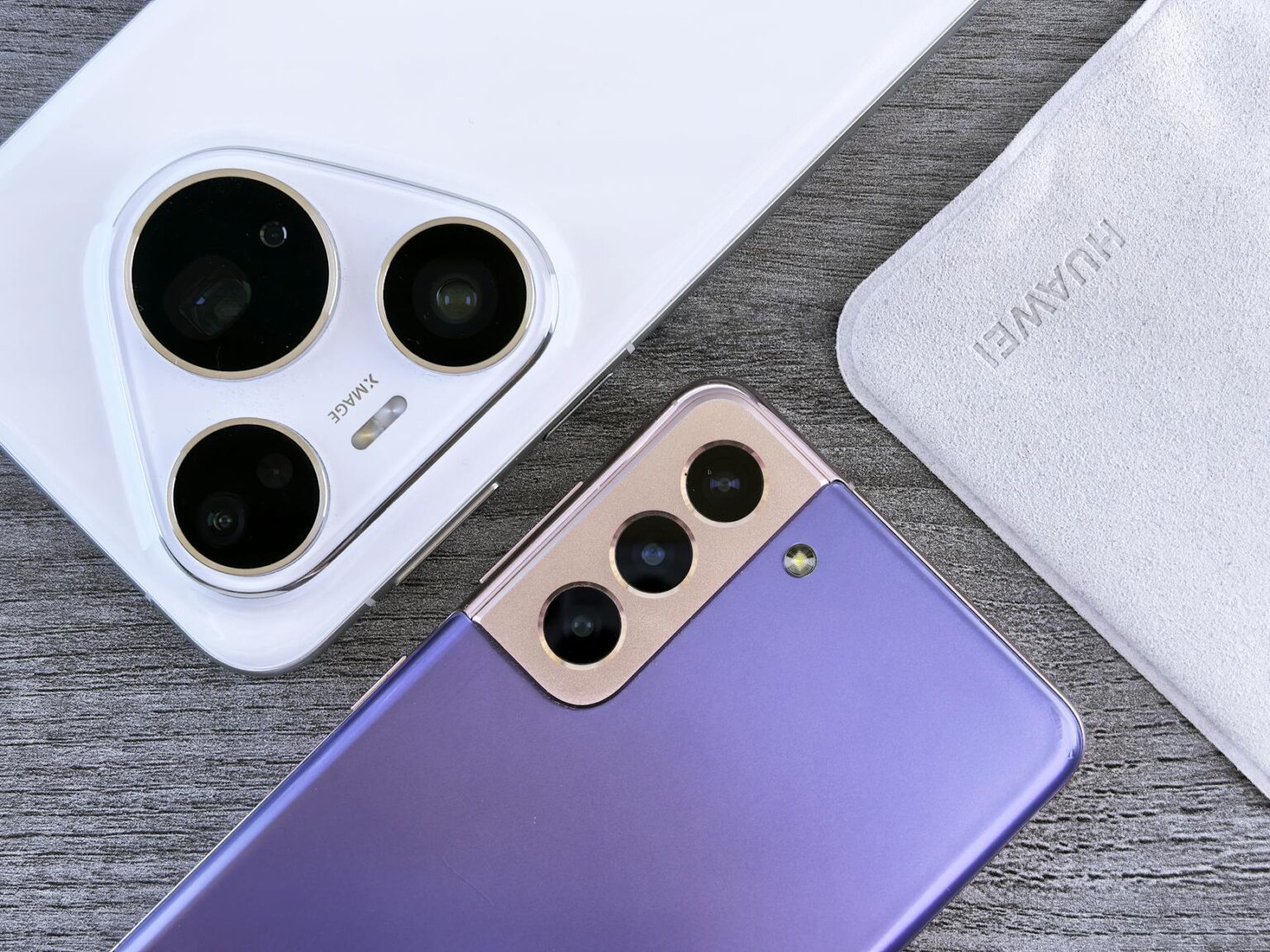 Close-up view of modern smartphone camera system with multiple lenses