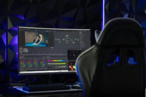 How to Set Up AI Photo Editing Workflow with Photoshop Beta Features Computer monitor displaying photo editing software interface with colorful image being processed