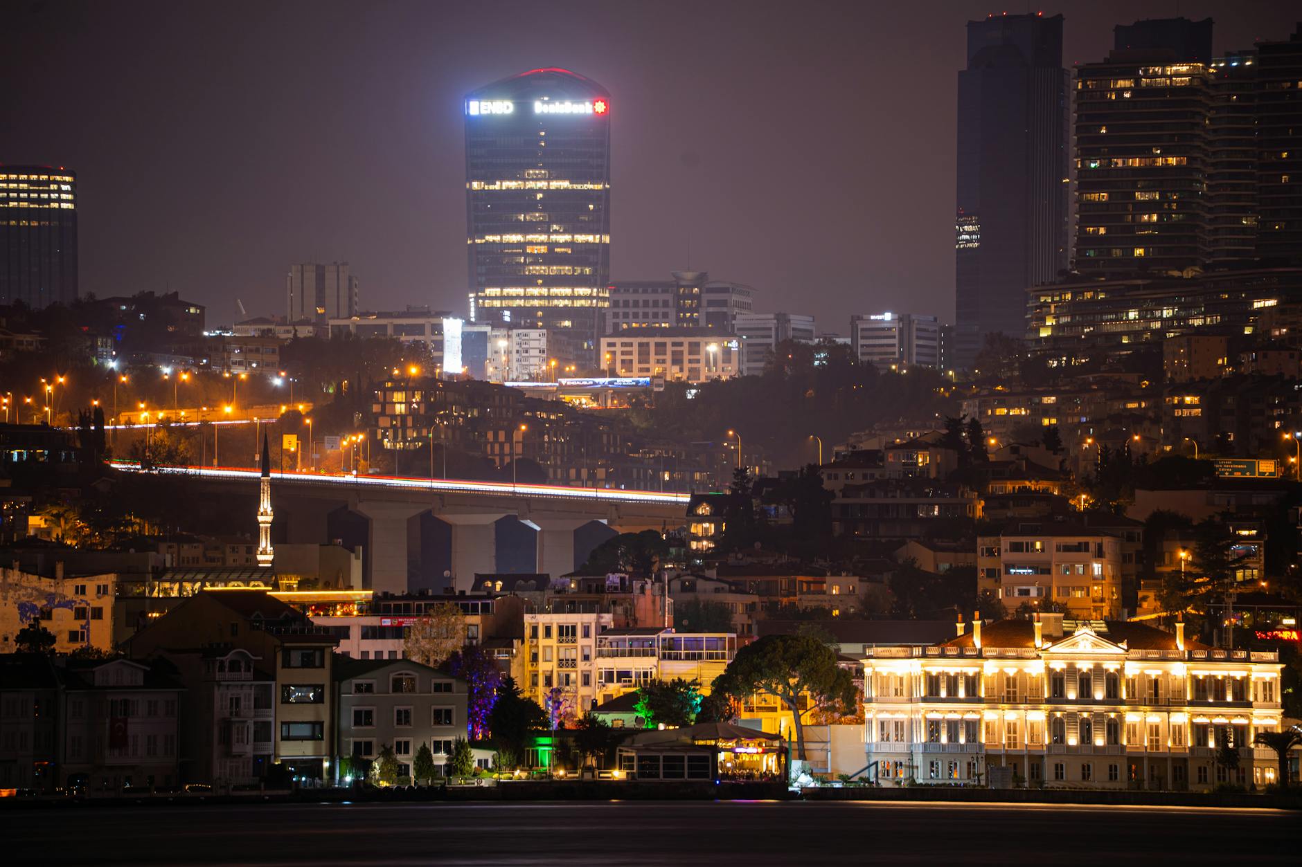 Urban nighttime scene showing low-light photography capabilities