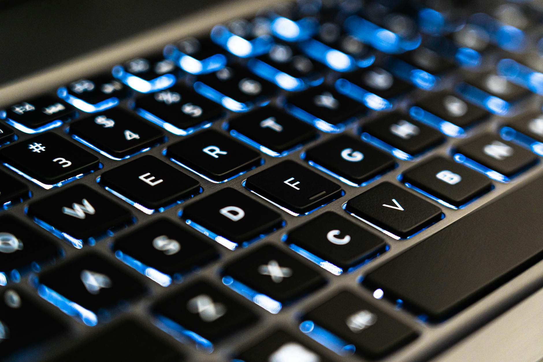 Close-up view of laptop keyboard showing key layout and design