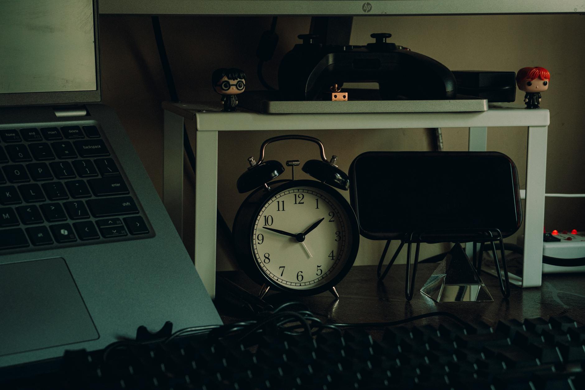 Clean organized desk workspace with computer and notebooks for productivity