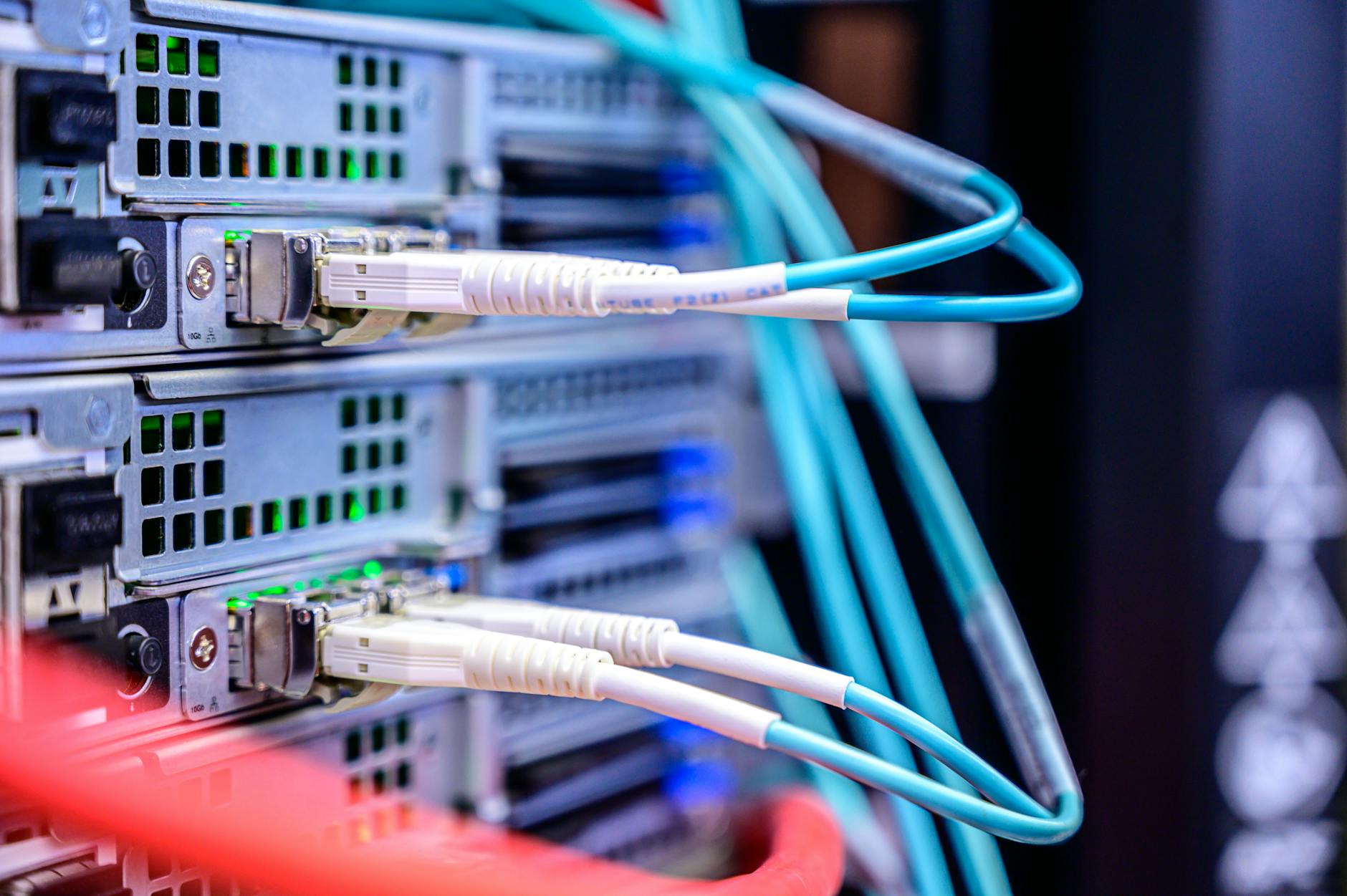 Network cables and router equipment showing home office connectivity setup