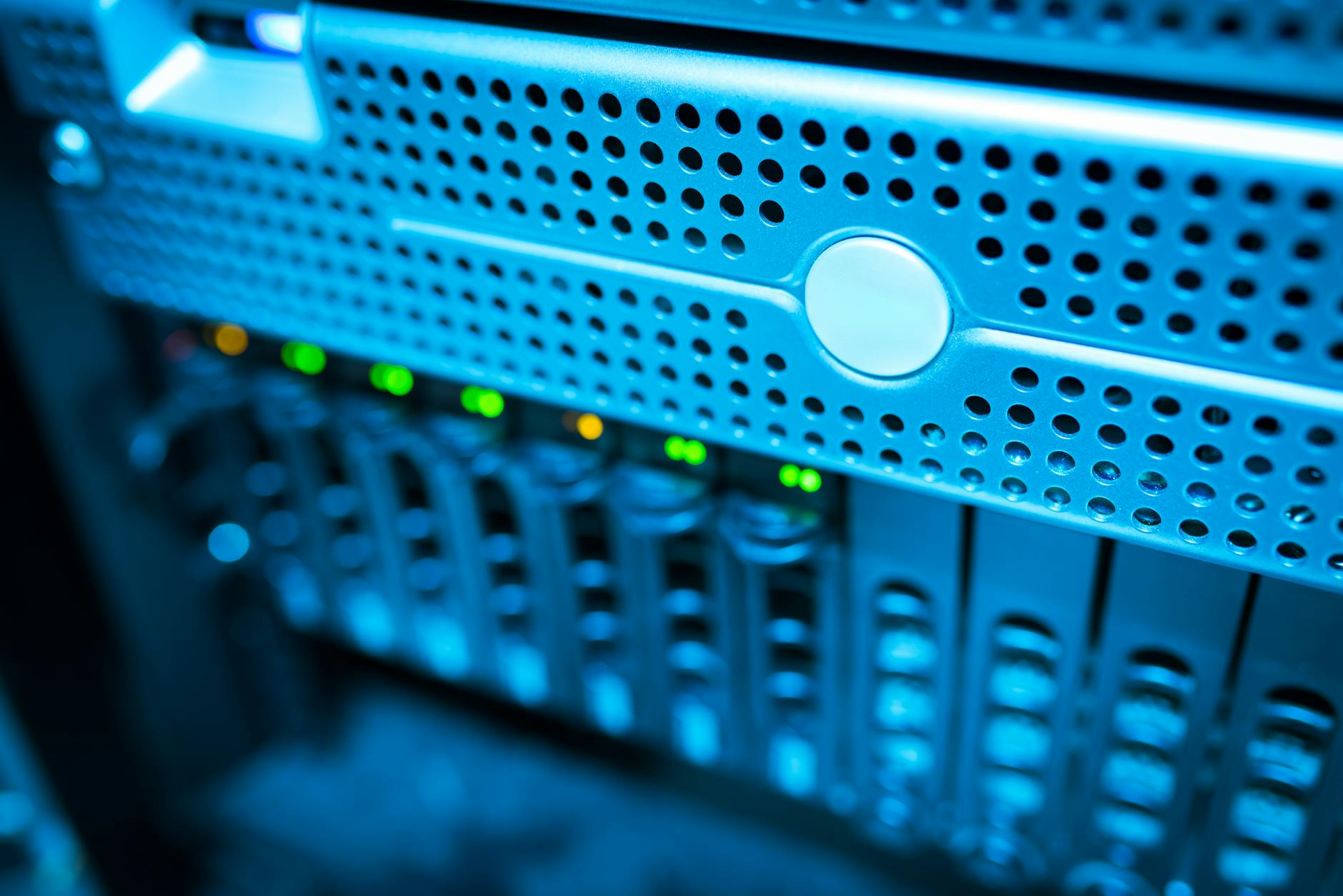 Network cables and switches in a server room environment
