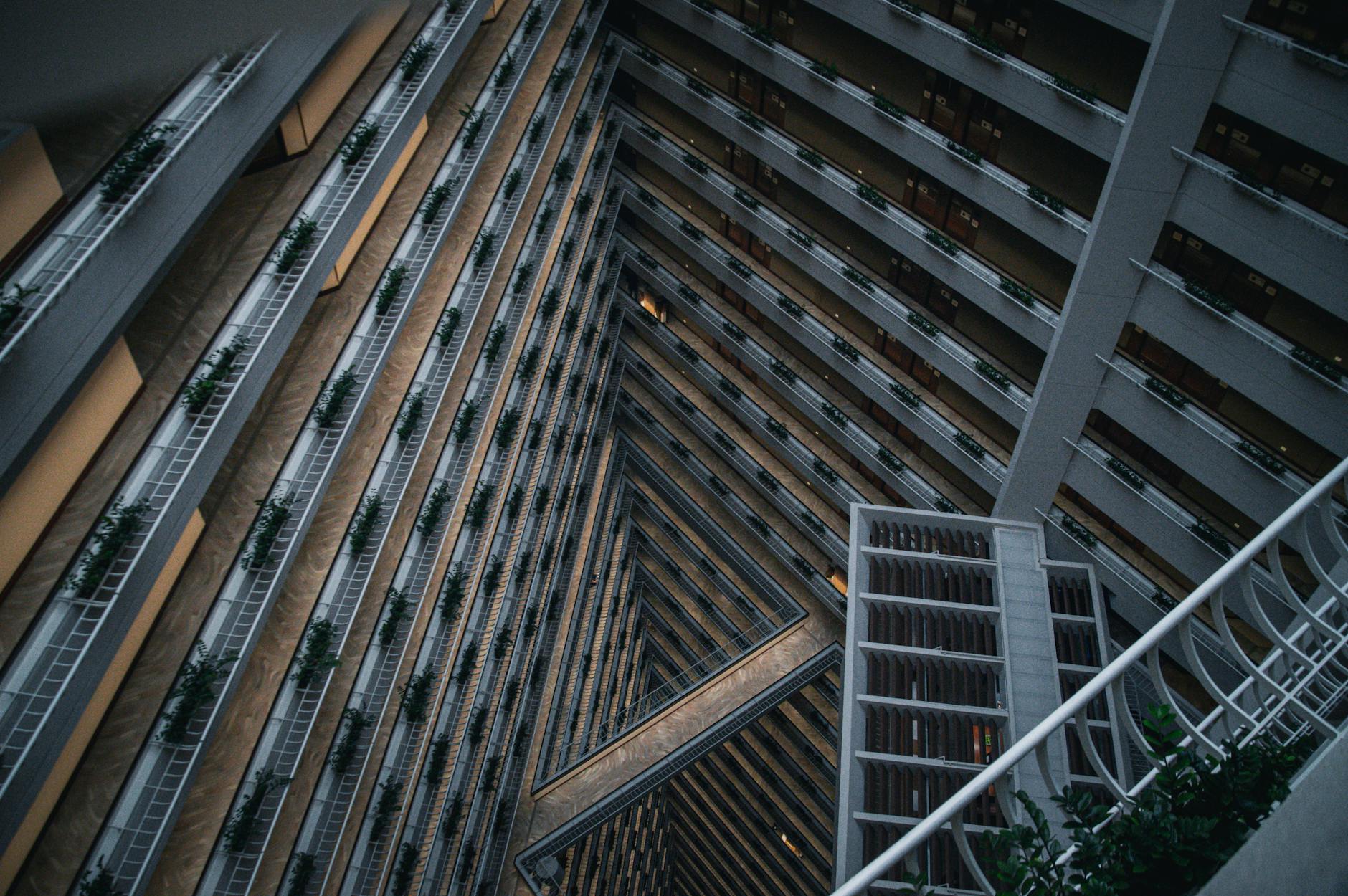 Modern architectural interior space with natural lighting and clean geometric design elements