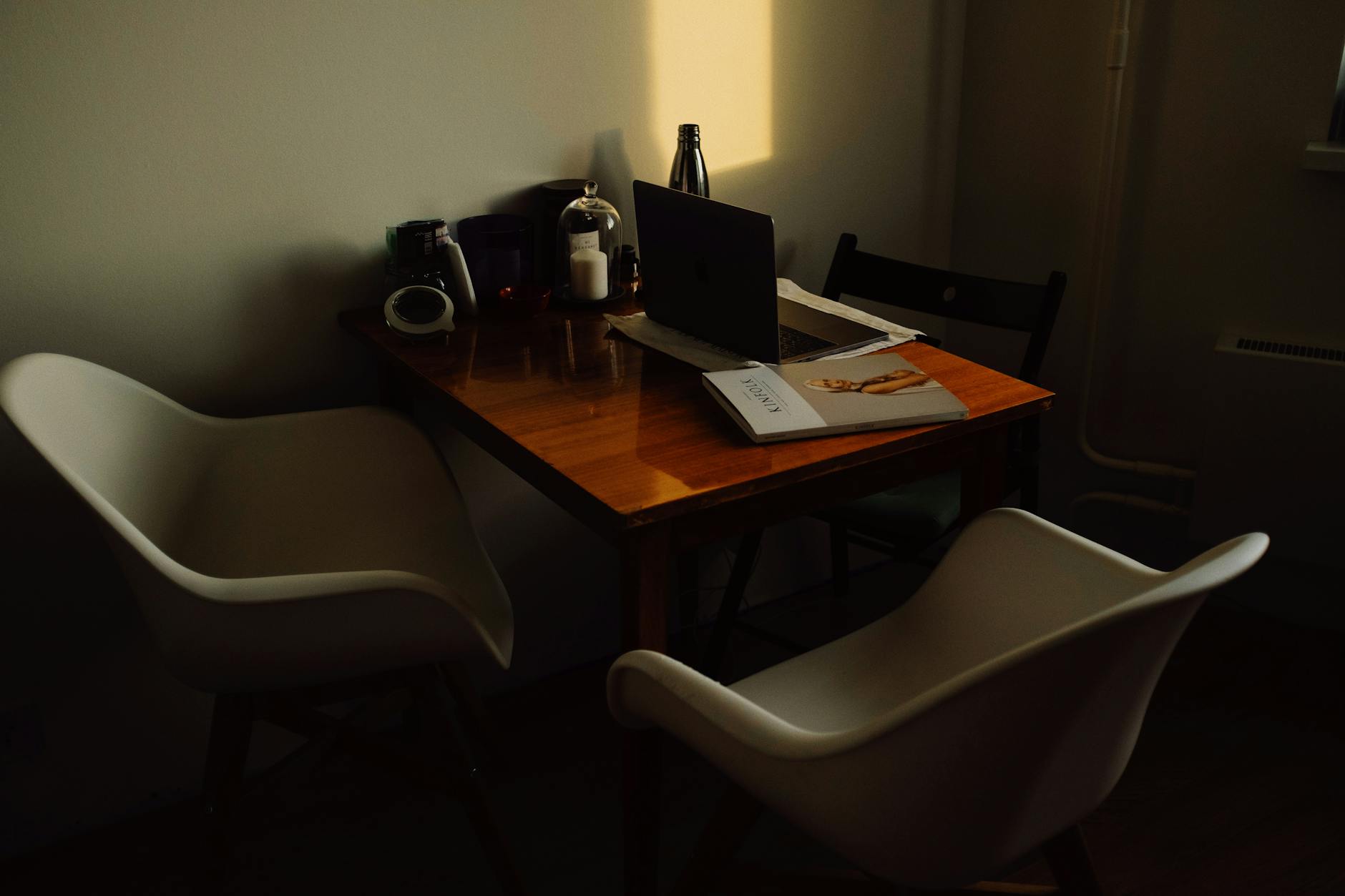 Minimal home office workspace with keyboard and monitor