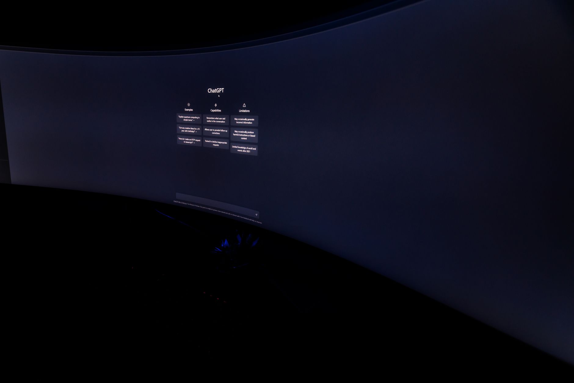 Computer monitor displaying performance benchmark results and system statistics