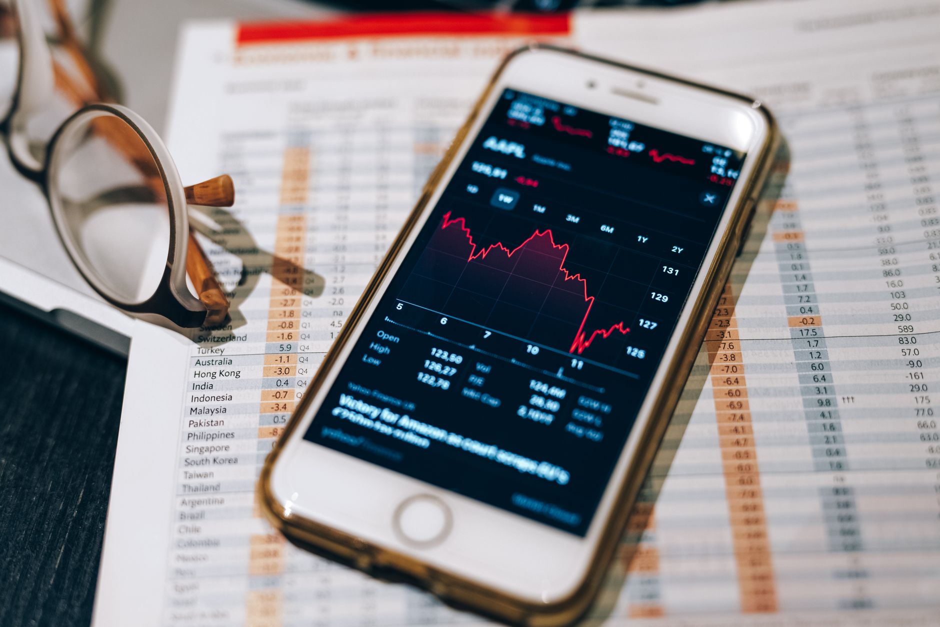 Person reviewing financial tracking data on a smartphone