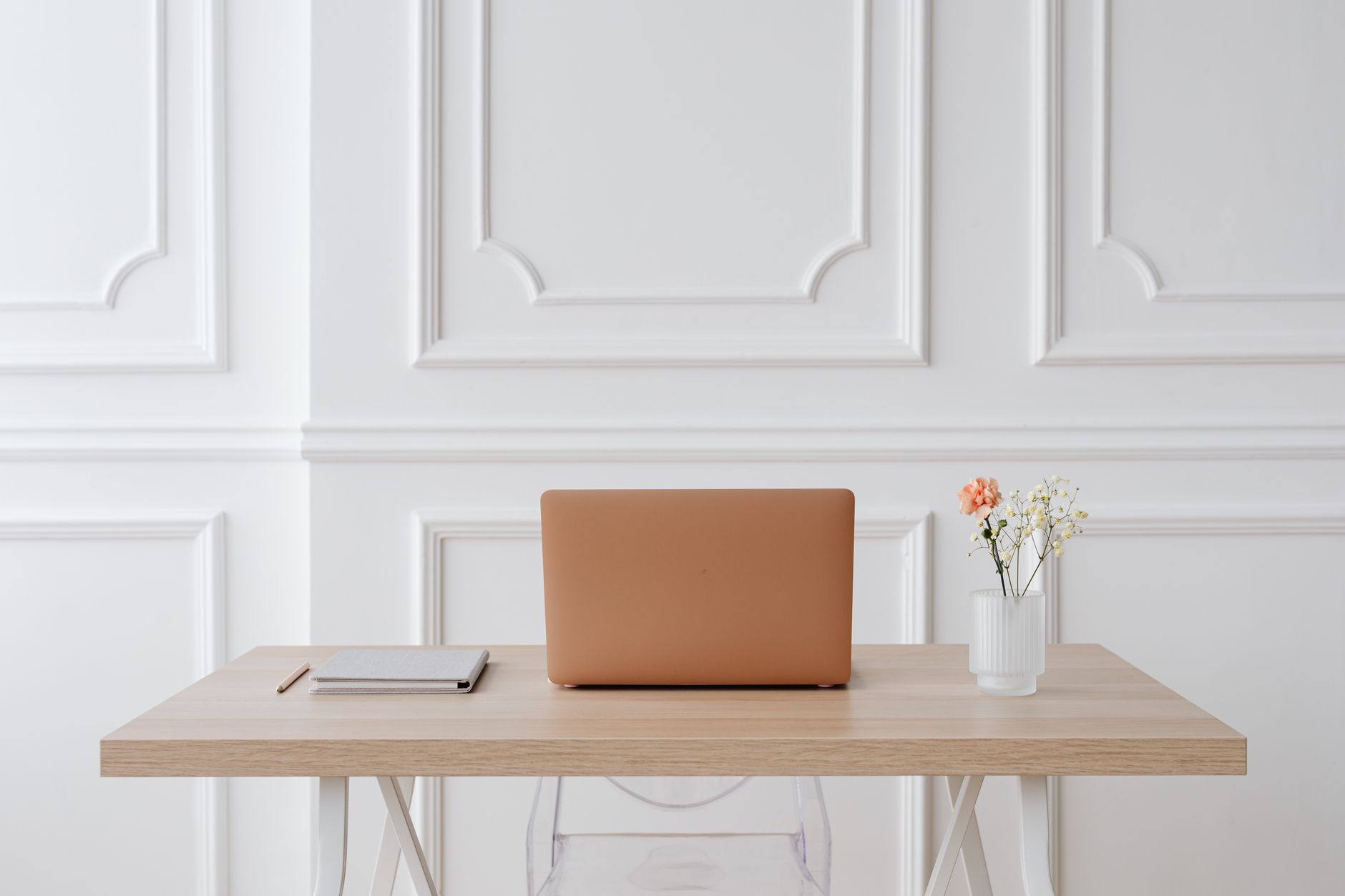 Clean minimal home office desk setup representing a streamlined digital workspace