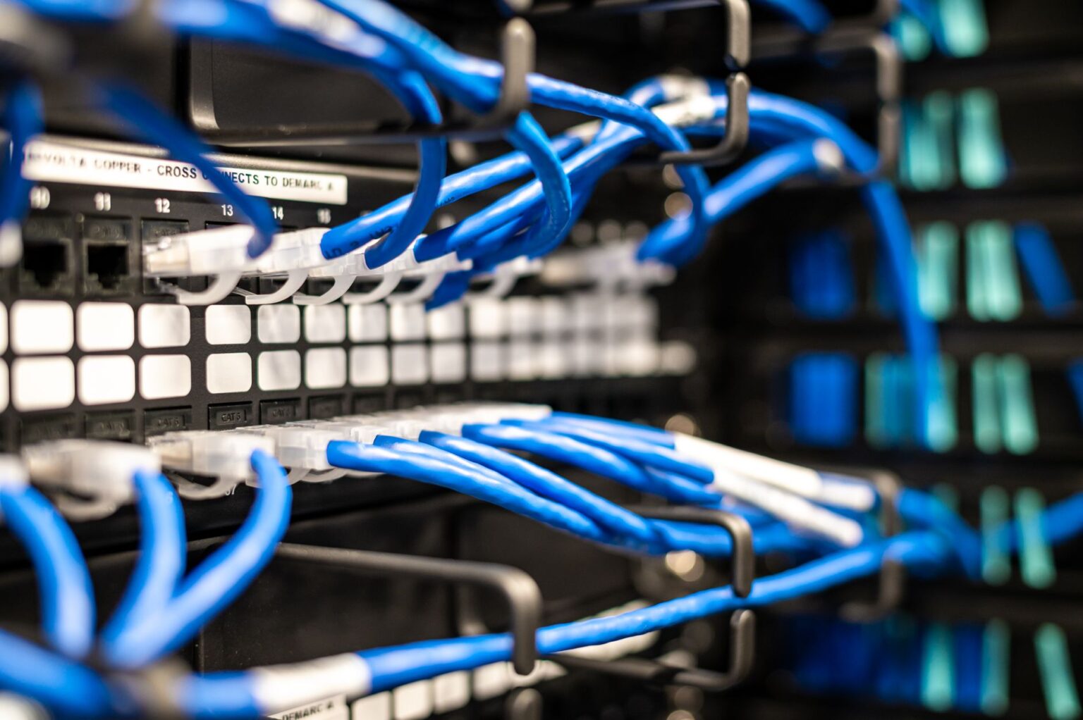 A home server rack with networking equipment used for media management