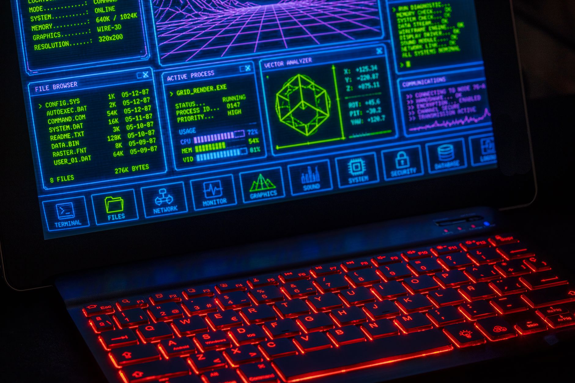 Person working on a database spreadsheet interface on a laptop