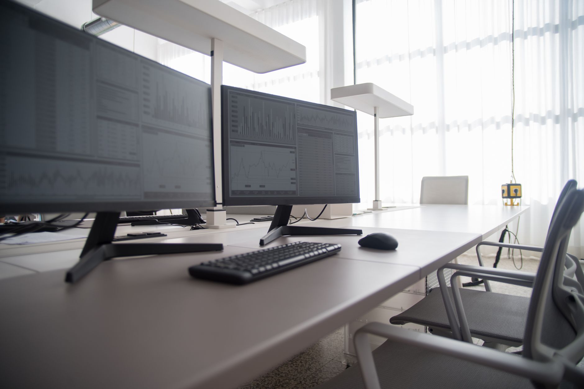 Computer monitor displaying system performance statistics and graphs