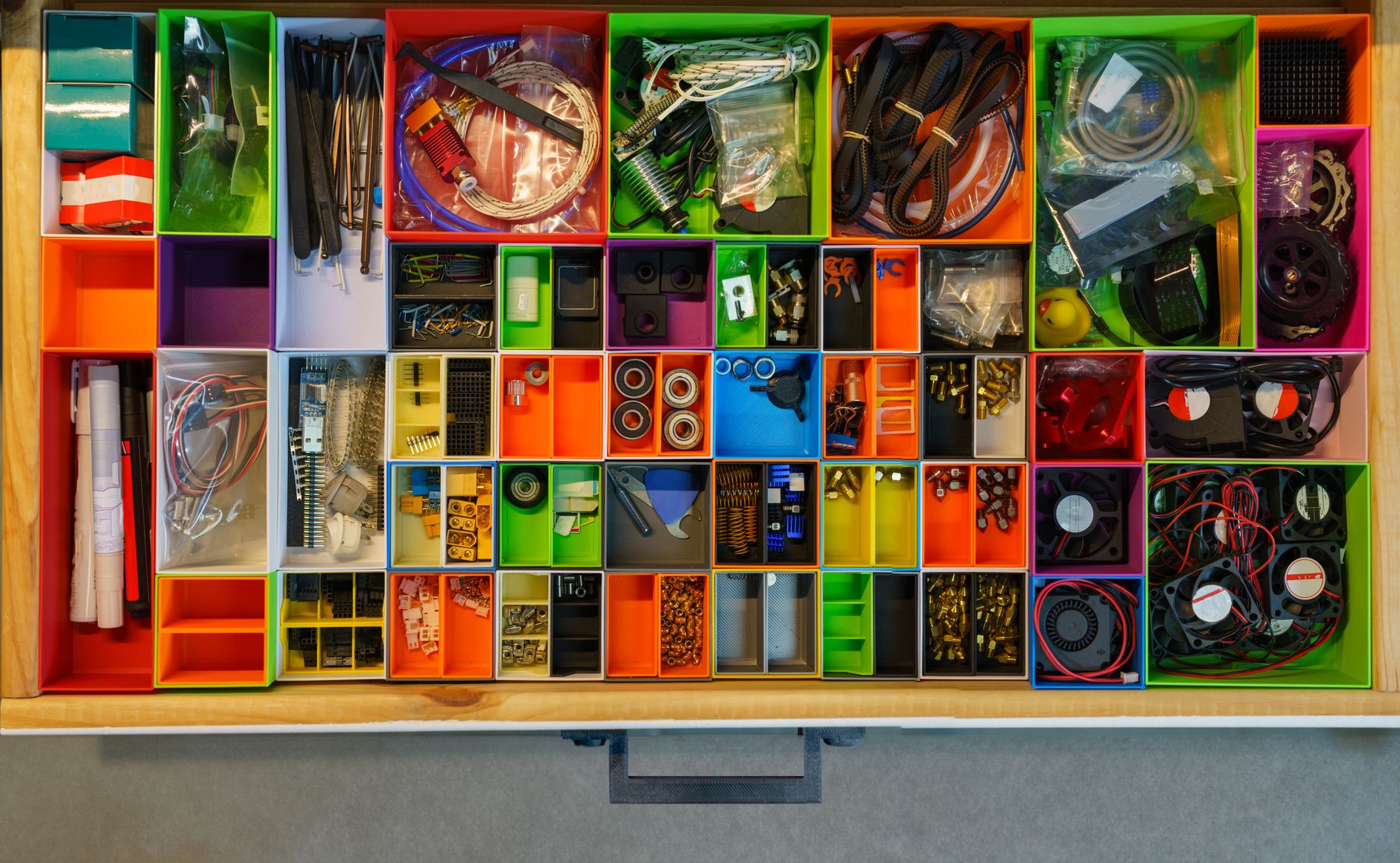 Home lab setup with multiple computers and networking hardware