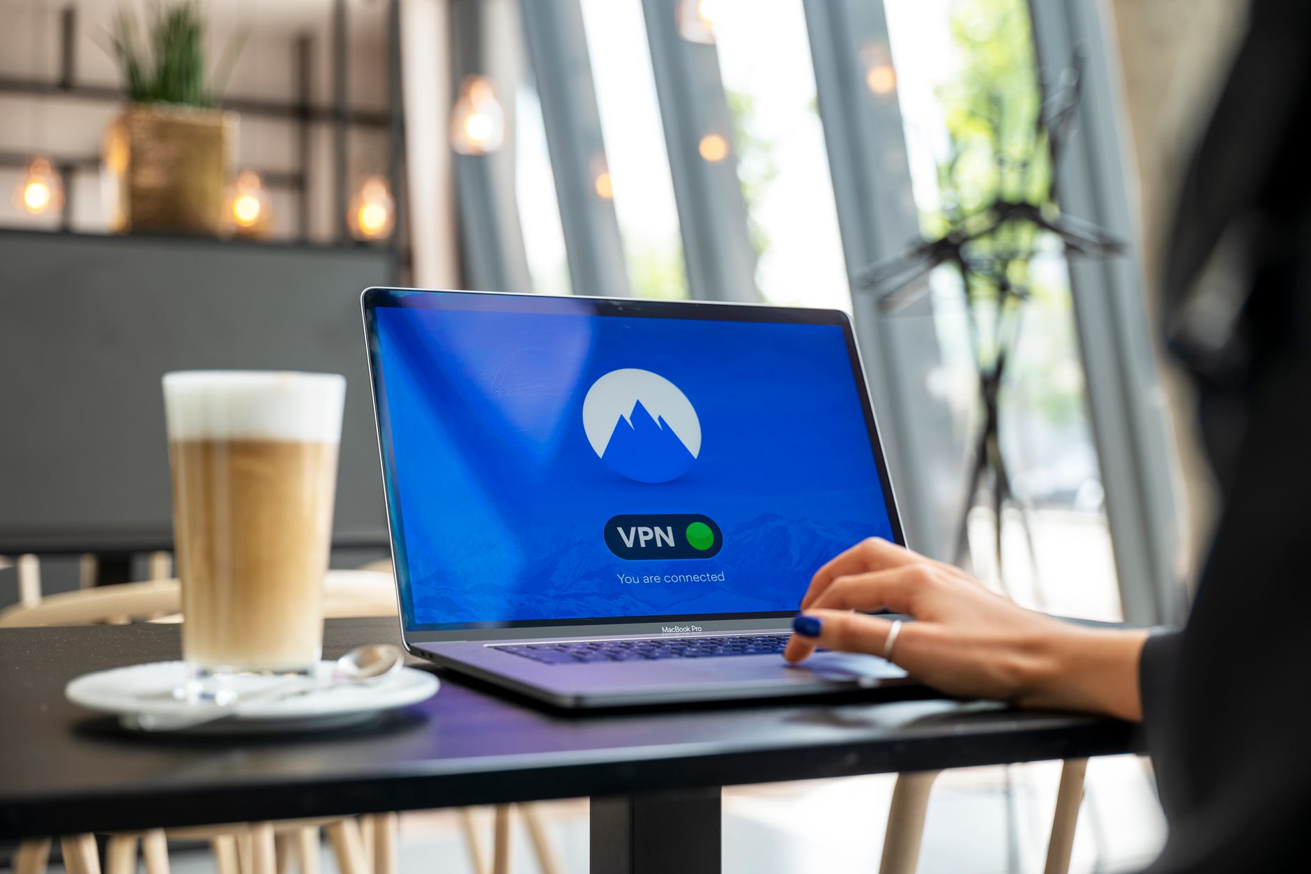 Laptop screen showing a VPN connection interface for secure remote access