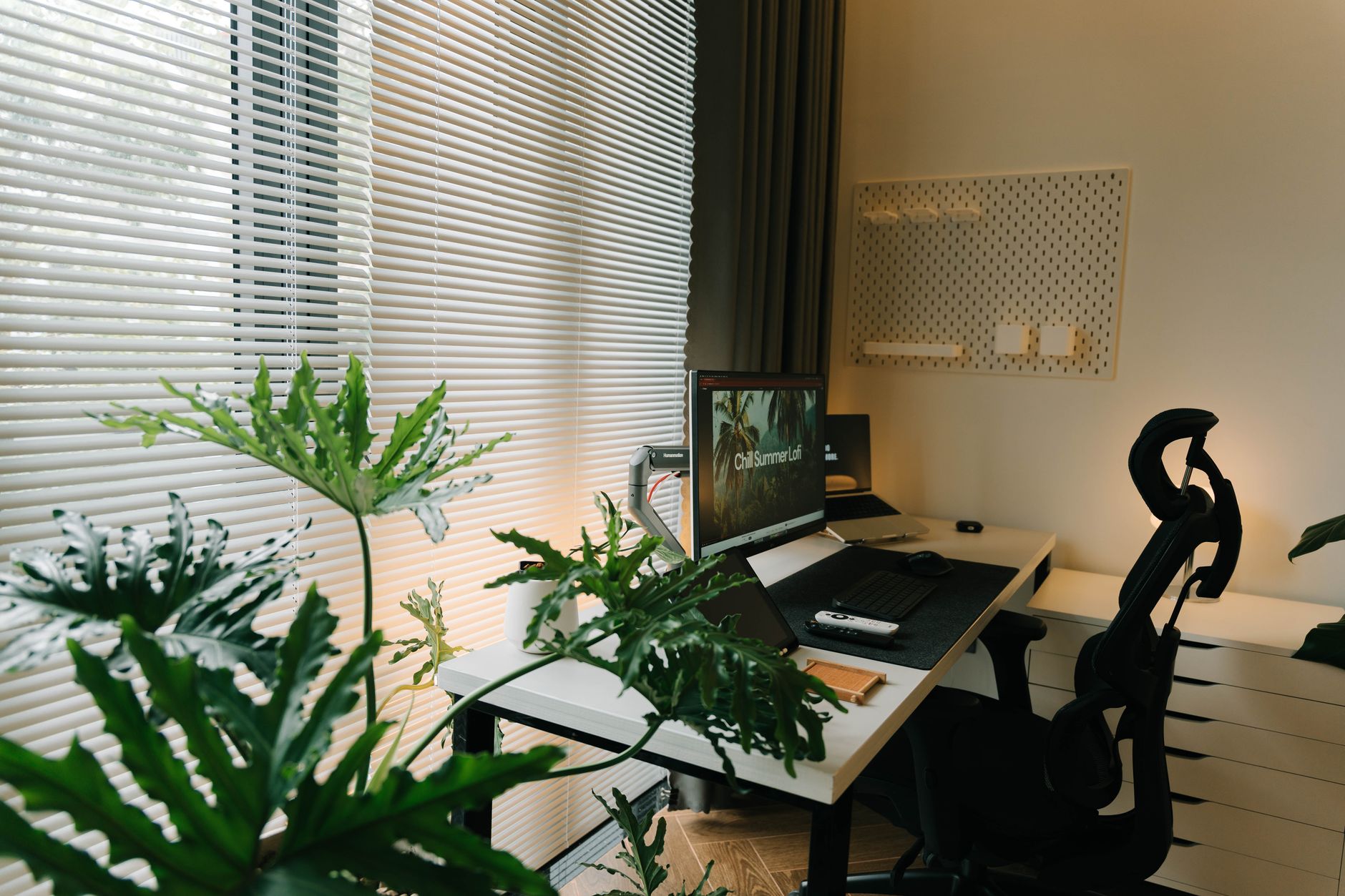 Clean home office desk setup representing a self-hosted productivity environment