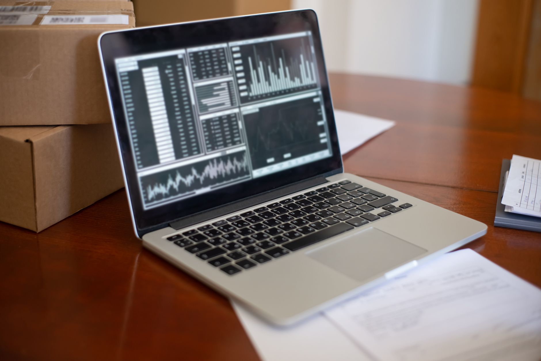 Person reviewing an inventory list on a laptop at home