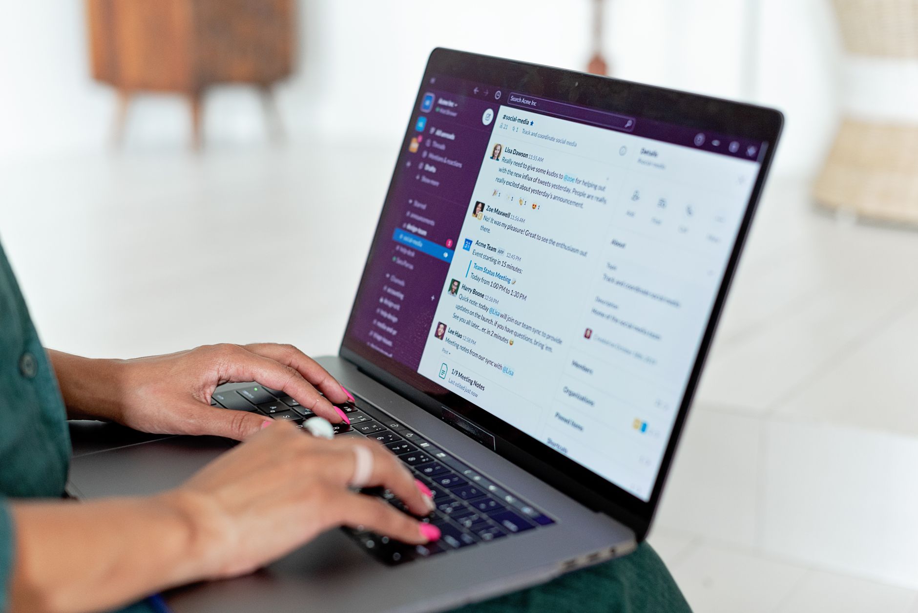 A laptop screen displaying a web-based chat interface used to interact with a locally hosted AI model